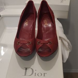 Dior red leather pumps
